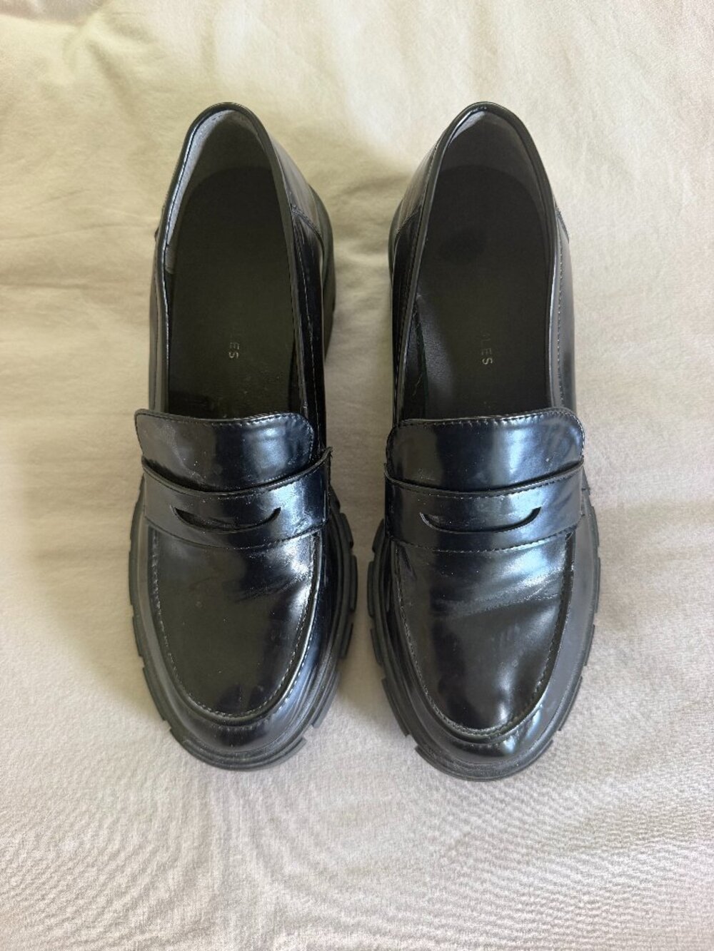 Women's platform black loafers